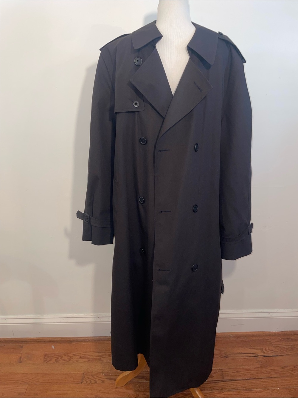 bill blass Black Double-Breasted Trench Coat